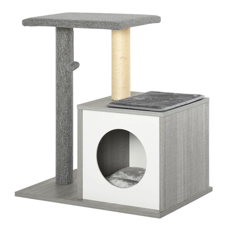 Árbol rascador para gatos PawHut 3 niveles 59 x 39 x 62 cm — Gris - 59 x 39 x 62 cm